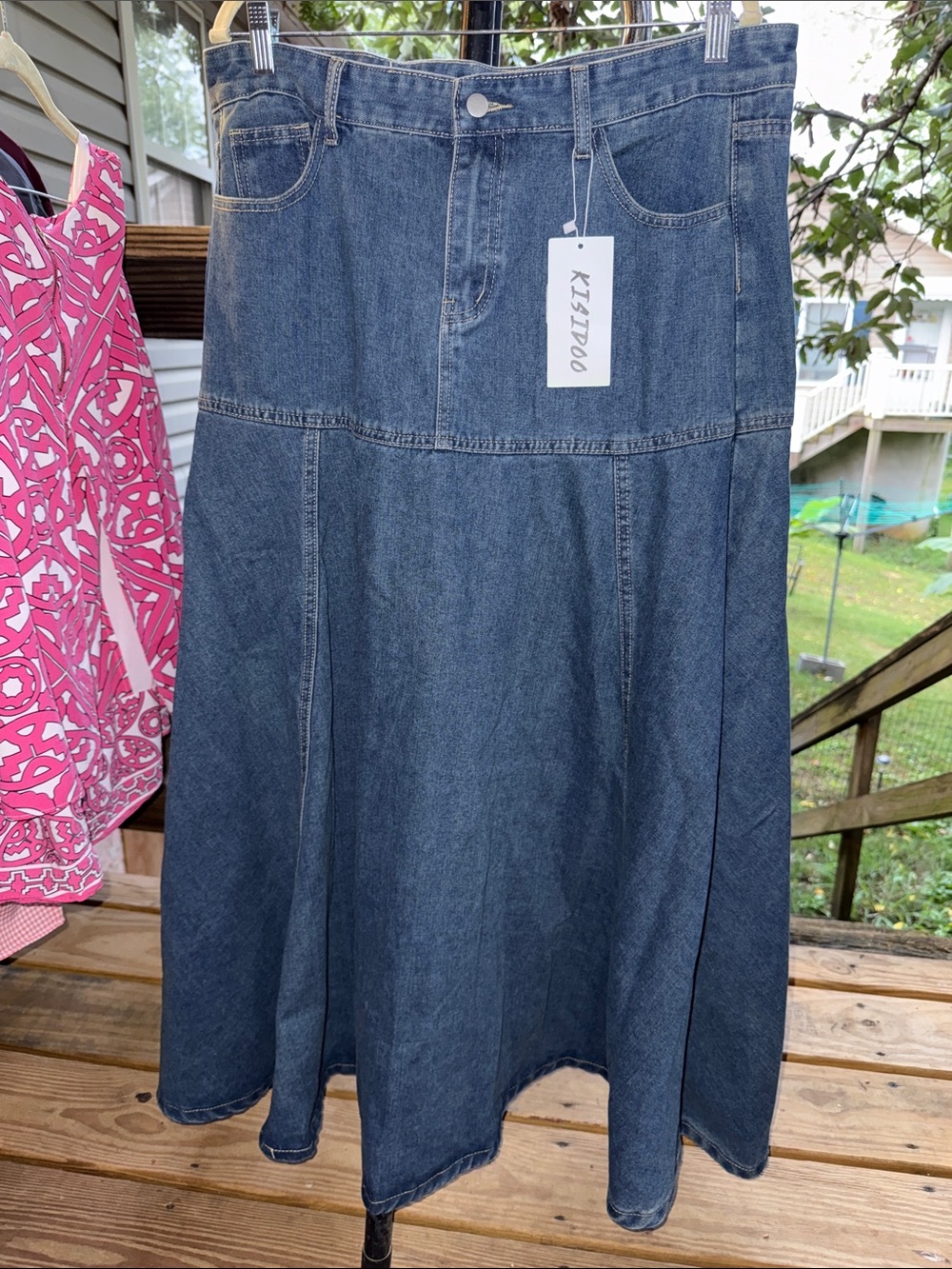 NWT 2XL Women's Dark Blue Denim A-Line Skirt length 37”, waist 33”